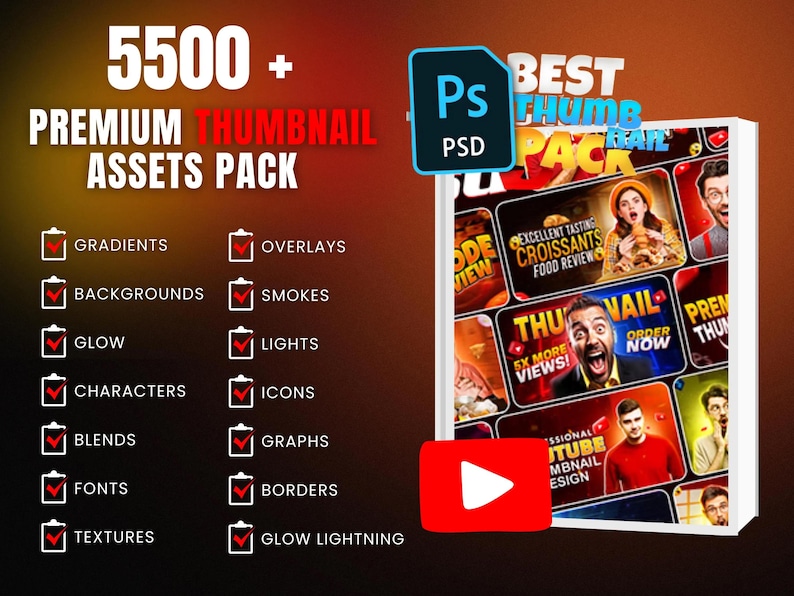 5500+ Youtube Thumbnail Assets Pack – PNG, JPG & PSD Files Digital ...