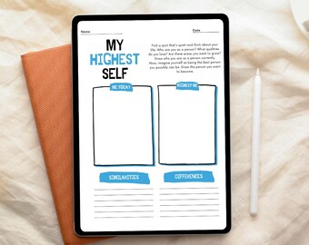 My Highest Self – Self-Reflection Worksheet | Printable Personal Growth Activity Digital Download