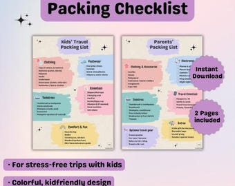 Family Packing List Printable | Vacation Travel Checklist (PDF)