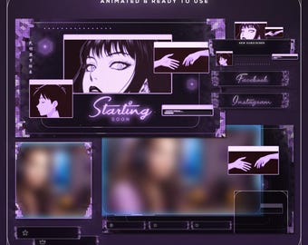 Animated Stream Overlay Package, Neo Tokyo Cyberpunk Twitch Graphics, Neon Anime VTuber Assets, Mecha Sci-Fi Screens, OBS & Streamlabs