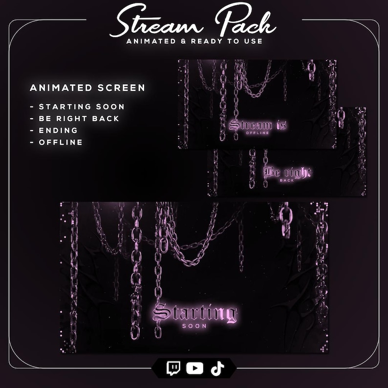 Purple Gothic Stream Overlay Pack | Animated Twitch Overlay | Dark Pink ...
