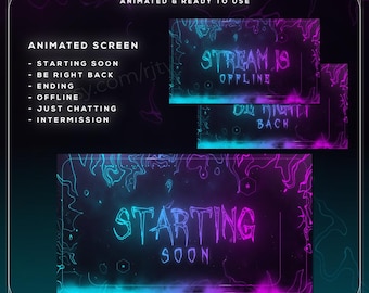 Neon Cyberpunk Stream Overlay Bundle | Dark Sci-Fi Twitch Pack | Animated HUD VTuber Graphics | OBS Streamlabs | FPS Gamer Streamer KitOBS