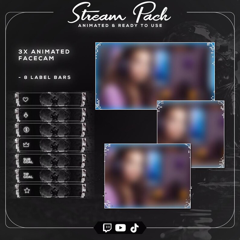 Gothic Ice Animated Stream Package | Vtuber Overlay, Twitch Panels ...