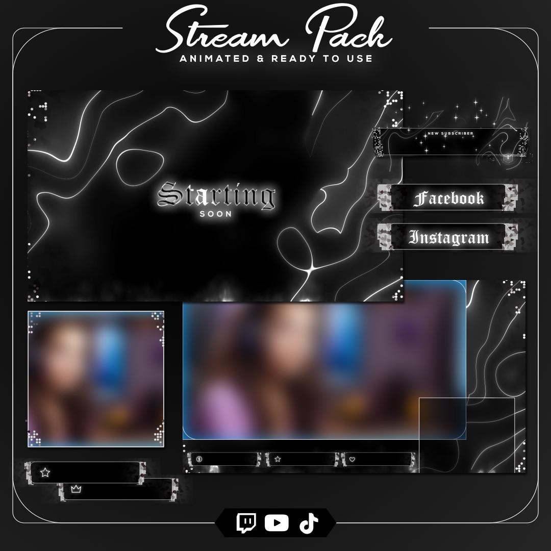 Animated Monochrome Stream Overlay | Dark Cyber Flow Aesthetic | Full ...
