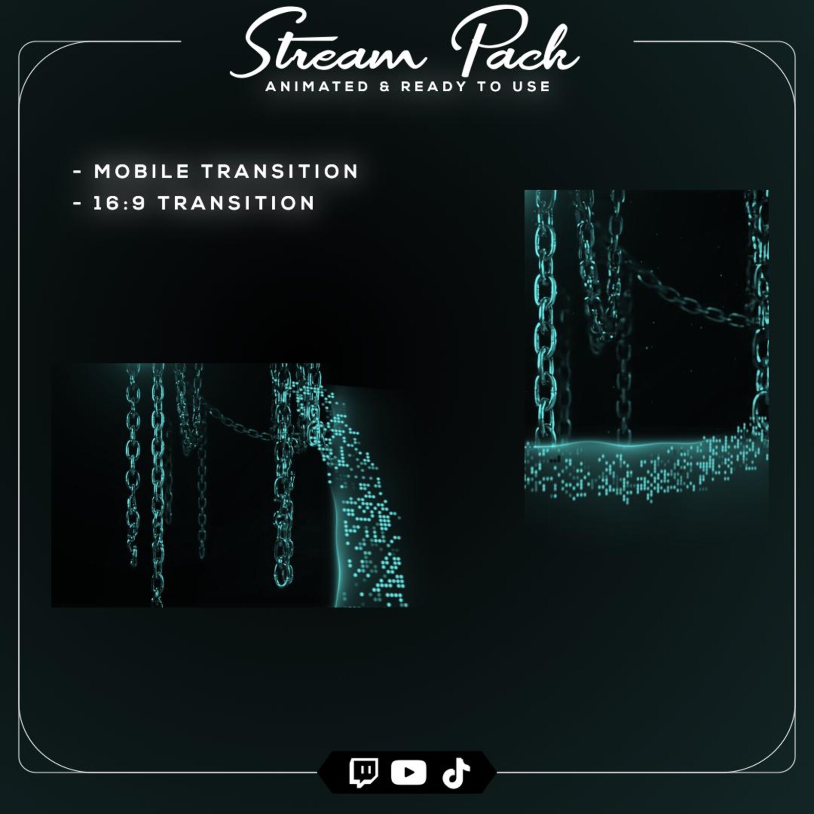 Teal Gothic Stream Overlay Pack | Animated Dark Aqua Twitch Bundle ...