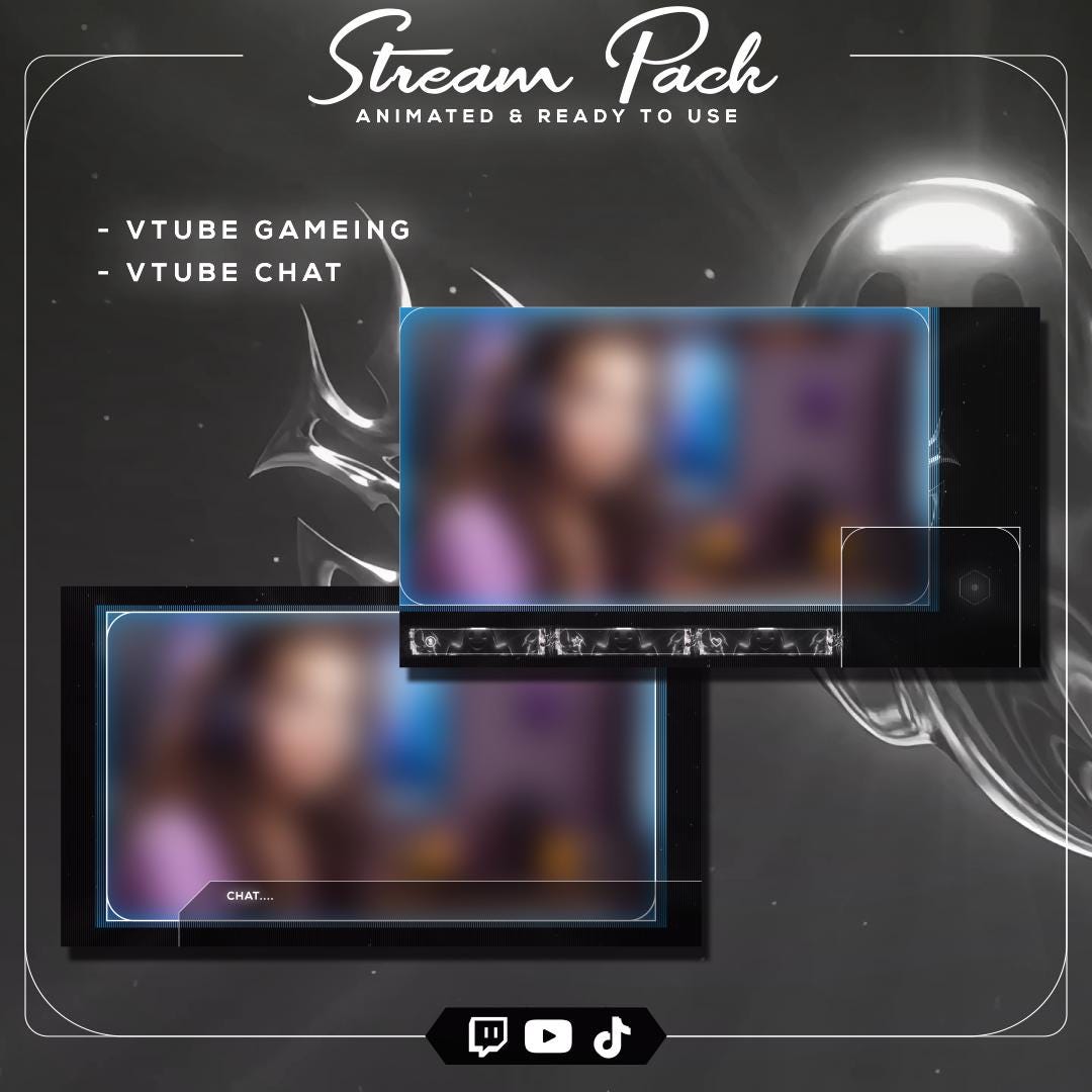 Ghost Stream Layout Animated Chrome Ghost Stream Pack | Spooky Y2K Goth Twitch Overlay for ...