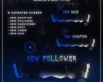 Neon Glitch Animated Twitch Alerts | Stream Overlay Pack