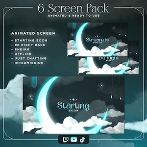 Moon Animated Stream Screens: Twitch Overlay Pack (Digital Download))