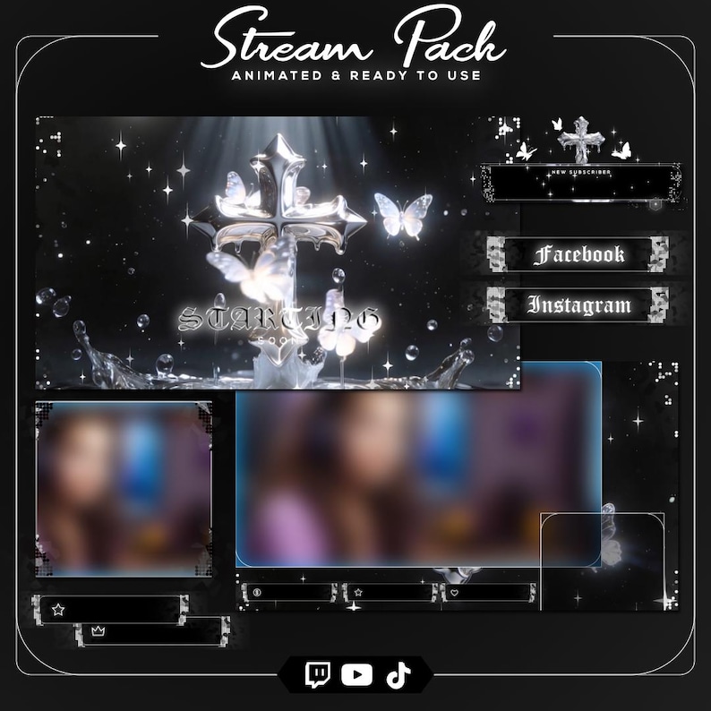 Gothic Chrome Cross Stream Overlay Bundle | Christian Twitch Pack ...