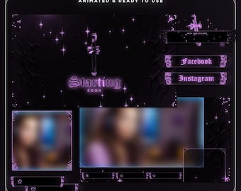 Midnight Black Stream Overlay Bundle | Dark Minimal Gaming Twitch Pack | Animated VTuber Graphics | OBS Streamlabs TikTok Kick YouTube