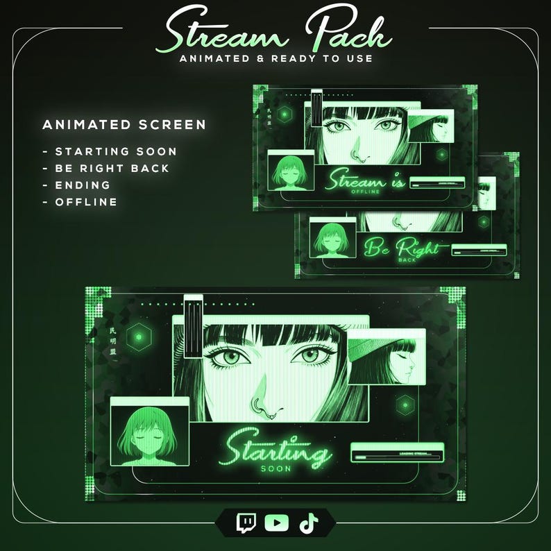 Anime Manga Stream Pack Complete Bundle Animated Neon Green, Matrix ...