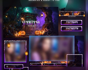 Gothic Friedhof Halloween Stream Overlay Bundle | Dark Angel Moonlit Twitch Pack | Animierte VTuber-Grafiken | OBS Streamlabs TikTok Kick