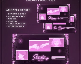 Superposición de Twitch de anime cyberpunk rosa / Pantallas de transmisión animadas