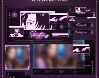 Neo Tokyo Anime Stream Overlay | Animated Cyberpunk Neon Twitch Bundle | Japanese Aesthetic OBS Scenes, Alerts & Panels | Glitchcore Stream