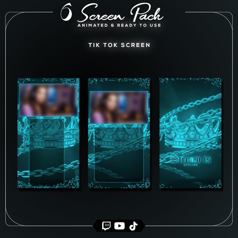Overlay Chain Box Icy Crown Chains Mobile Stream Screen Pack: Tiktok, Twitch Vertical ...