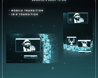 Animiertes Stinger-Übergangspaket, 2 OBS-Stream-Szenenübergänge (WEBM für Twitch, Streamlabs, Kick, YouTube, VTuber)
