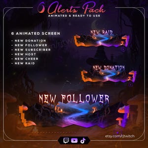 Witchy Animated Alerts Pack | Magical Mushroom Forest Twitch Alerts | Follower, Subscriber, Donation | Cozy Halloween for OBS