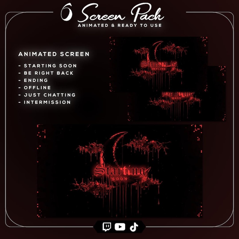 Gothic Stream Overlay Pack, Animated Horror Screens (digital Download ...