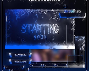 Pakiet animowanych nakładek do streamów, grafika Neon Glitch Twitch, ruchome zasoby VTuber, ekrany cyberhakerów, OBS i Streamlabs