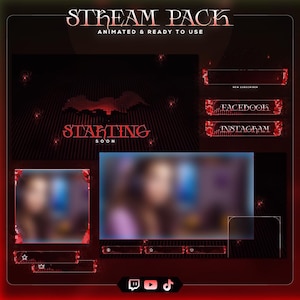 Gothic Bat Stream Pack: Animated Twitch Overlay Bundle