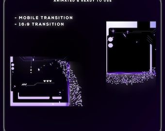 Transición Purple Stinger / Transición Neon Pixel para Twitch y TikTok / Compatible con OBS Streamlabs