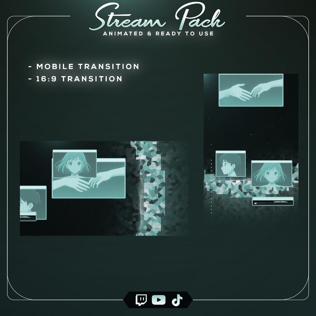 Turquoise Computer Animation Turquoise Cyberpunk Anime Stream Transition Pack: Animated Twitch ...