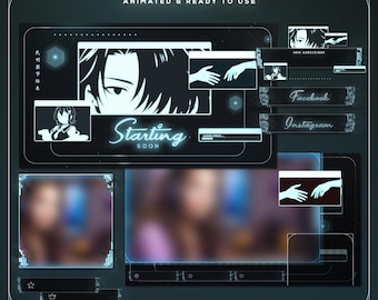 Tokyo Turquoise Stream Overlay Bundle | Cyberpunk Anime Twitch Pack | Animated Neo-Tokyo VTuber Graphics | OBS TikTok | Futuristic Gamer Kit