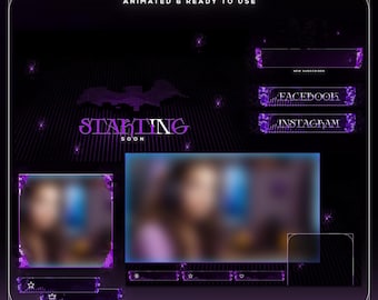 Dark Gamer Stream Overlay Bundle | Complete Gaming Twitch Pack | Animated Professional VTuber Graphics | OBS TikTok | Starter Streamer Kit