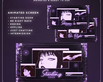 Tokyo Cyberpunk Stream Overlay Bundle | Shibuya Nights Twitch Pack | Animated Japanese Anime VTuber Graphics | OBS | Lofi Gamer Streamer Kit