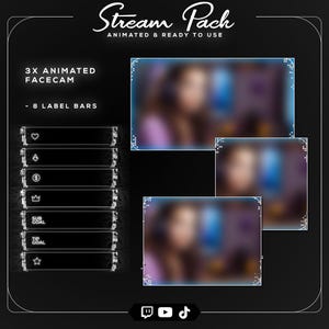 Complete Gothic Silver Chrome Heart stream overlay bundle designed for VTubers, alternative creators, cyber Y2K channels, and gamers.