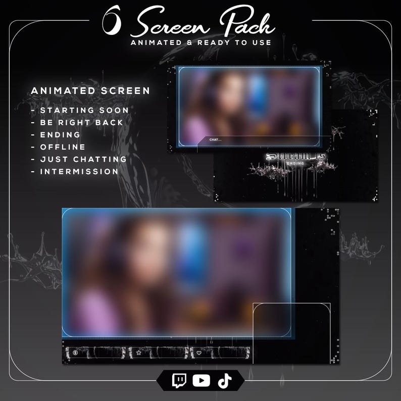 futuristic silver stream screens pack for OBS