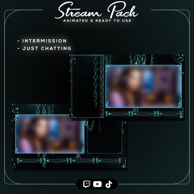 Teal Gothic Stream Overlay Pack | Animated Dark Aqua Twitch Bundle ...