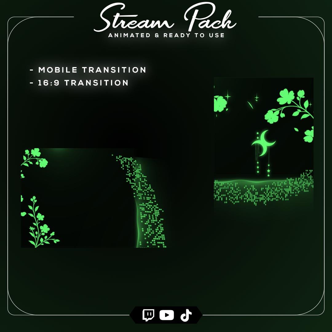 Stream Transition Sticker Animated Stream Transition | Green Stardust | Stinger Twitch Tiktok ...