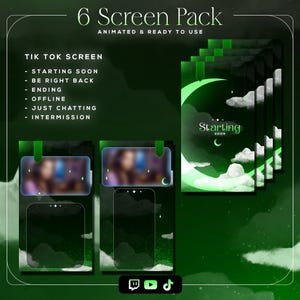 6 Vertical TikTok Stream Screens | Animated Red Moon Mobile Overlay Pack | Starting Soon, BRB, Chatting, Offline, Ending & Intermission
