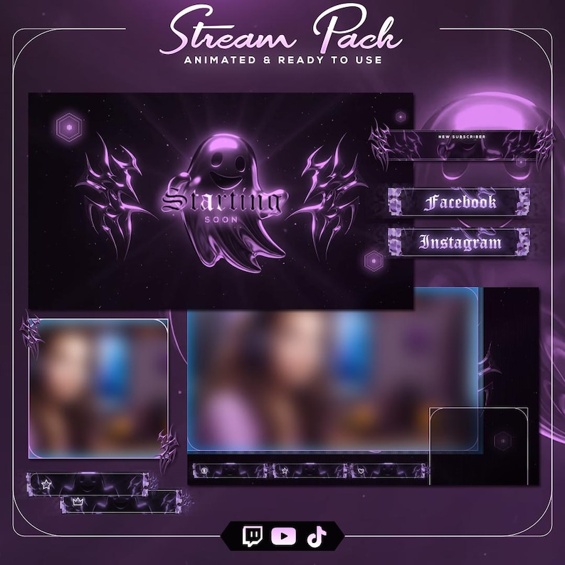 Pink Gothic Ghost Animated Stream Overlay Pack – Cyber-goth (digital ...