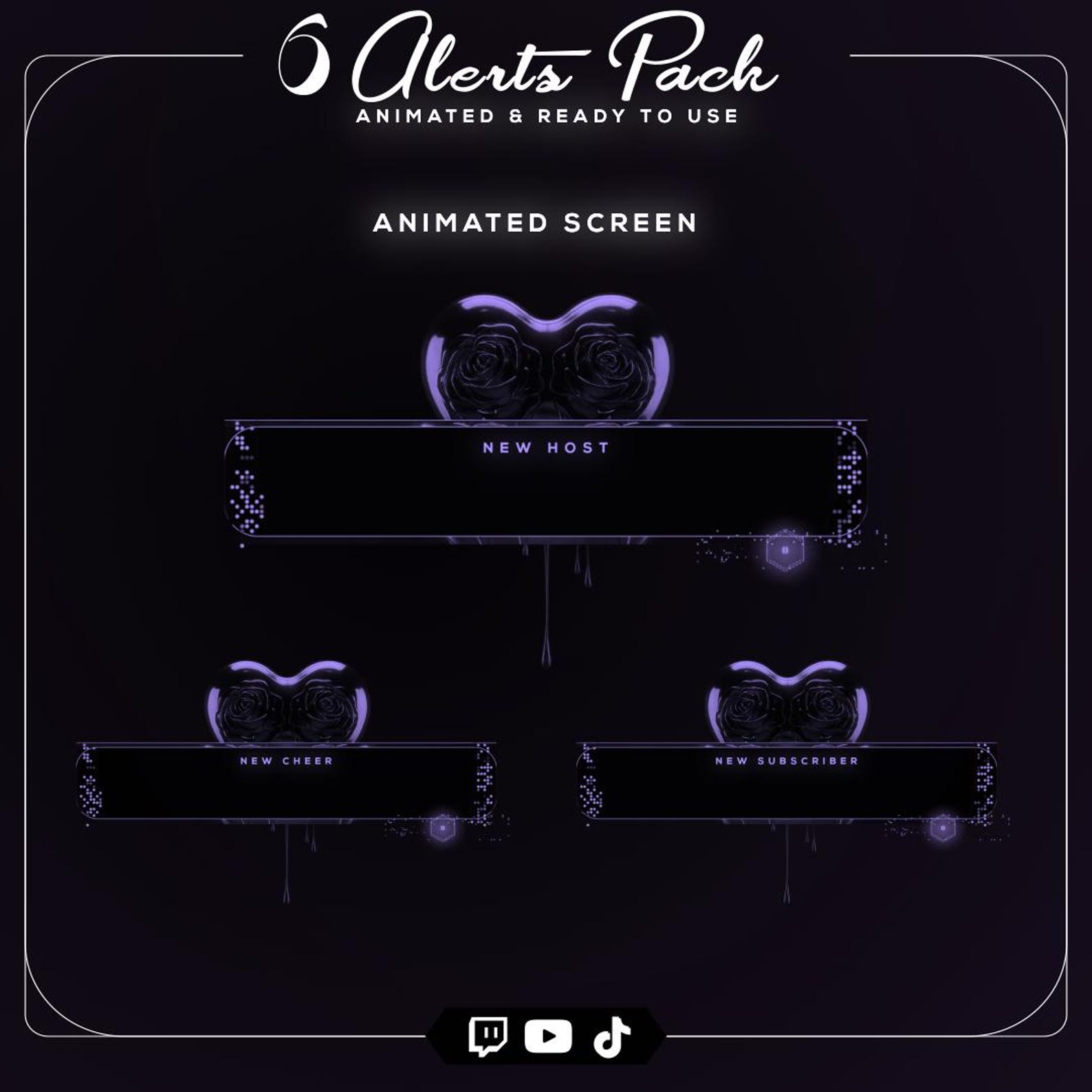 Animated Purple Heart Twitch Alerts | Liquid Chrome Rose Notifications ...