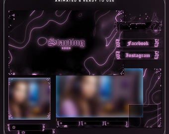 Pink Topographic Stream Overlay Bundle | Soft Cyber Twitch Pack | Animated Pastel Wave VTuber Graphic |TikTok | Cozy Gamer Girl Streamer Kit