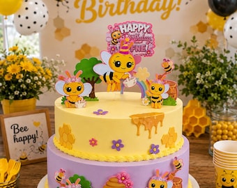 Handmade Bumble Bee Cake Topper, Baby Shower Party Decoration