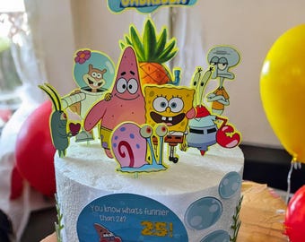 SpongeBob Birthday Cake Topper, Handmade Party Decor