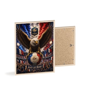 Eagle on French Soccer Ball Poster with Wooden Frame | Allez Les Bleus image 11