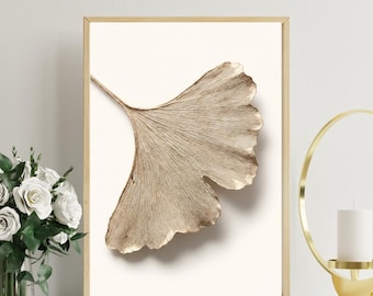 Ginkgo Leaf Botanical Poster | Rolled Poster, Neutral Wall Art, Minimalist Nature Print
