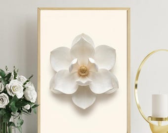 White Magnolia Flower Rolled Posters | Botanical Wall Art