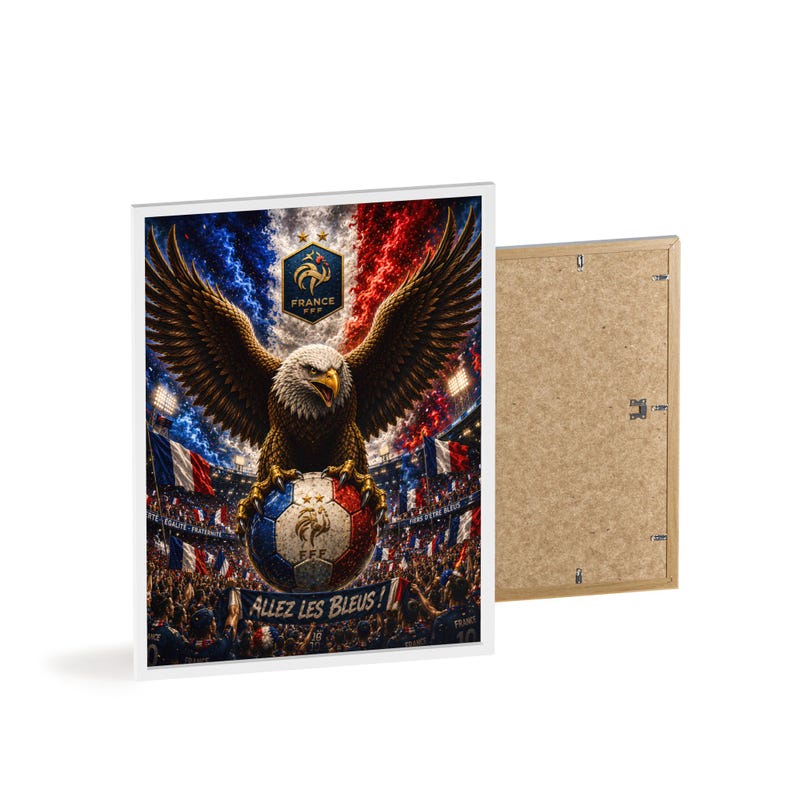 Eagle on French Soccer Ball Poster with Wooden Frame | Allez Les Bleus image 12