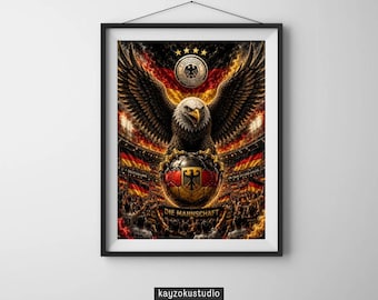 German Eagle Soccer Poster with Wooden Frame | Die Mannschaft Wall Art