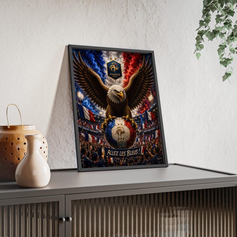 Eagle on French Soccer Ball Poster with Wooden Frame | Allez Les Bleus image 14