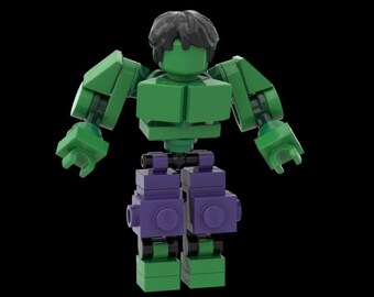 Minifig Scale "Mid-Fig" Body - Marvel - Hulk - pdf moc instruction file