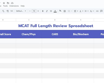 MCAT Bewertung Tracker Vorlage in voller Länge