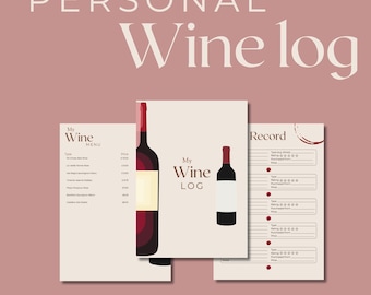 Wine Tasting Log: Personal Wine Menu & Tracker (PDF Digital Download)