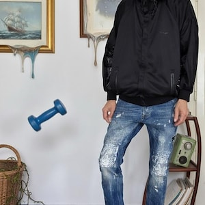 Black Hoodie Jacket • Upcycled Sequin Sleeves • Gothic Streetwear • Unisex Festival Fashion