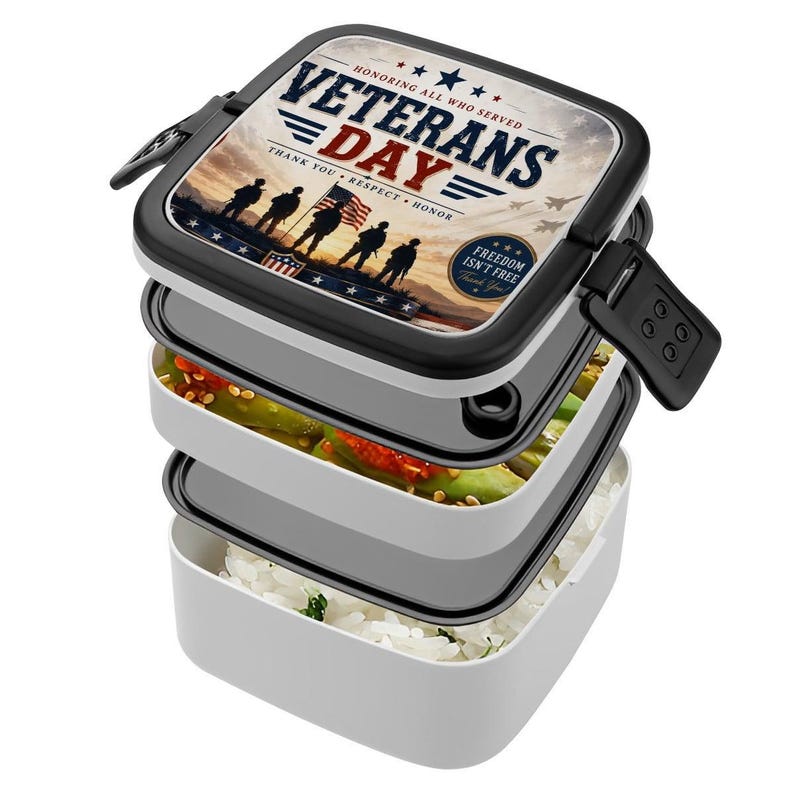 Veterans Day 2026 Bento Box | Personalized Reusable Stackable Lunch Box ...